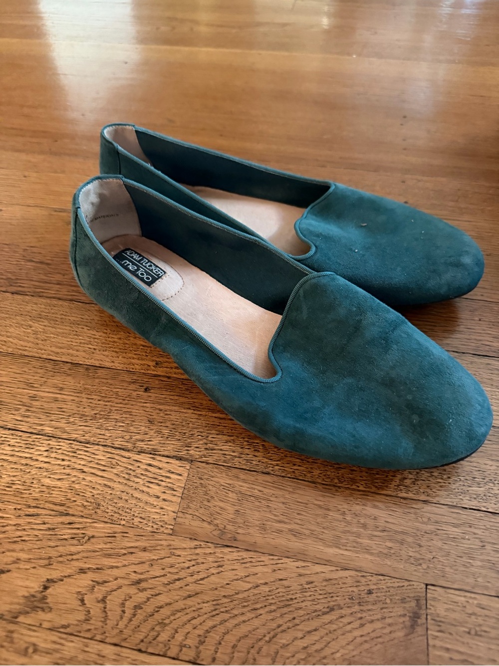 Adam Tucker Teal Suede Slip-On Flats